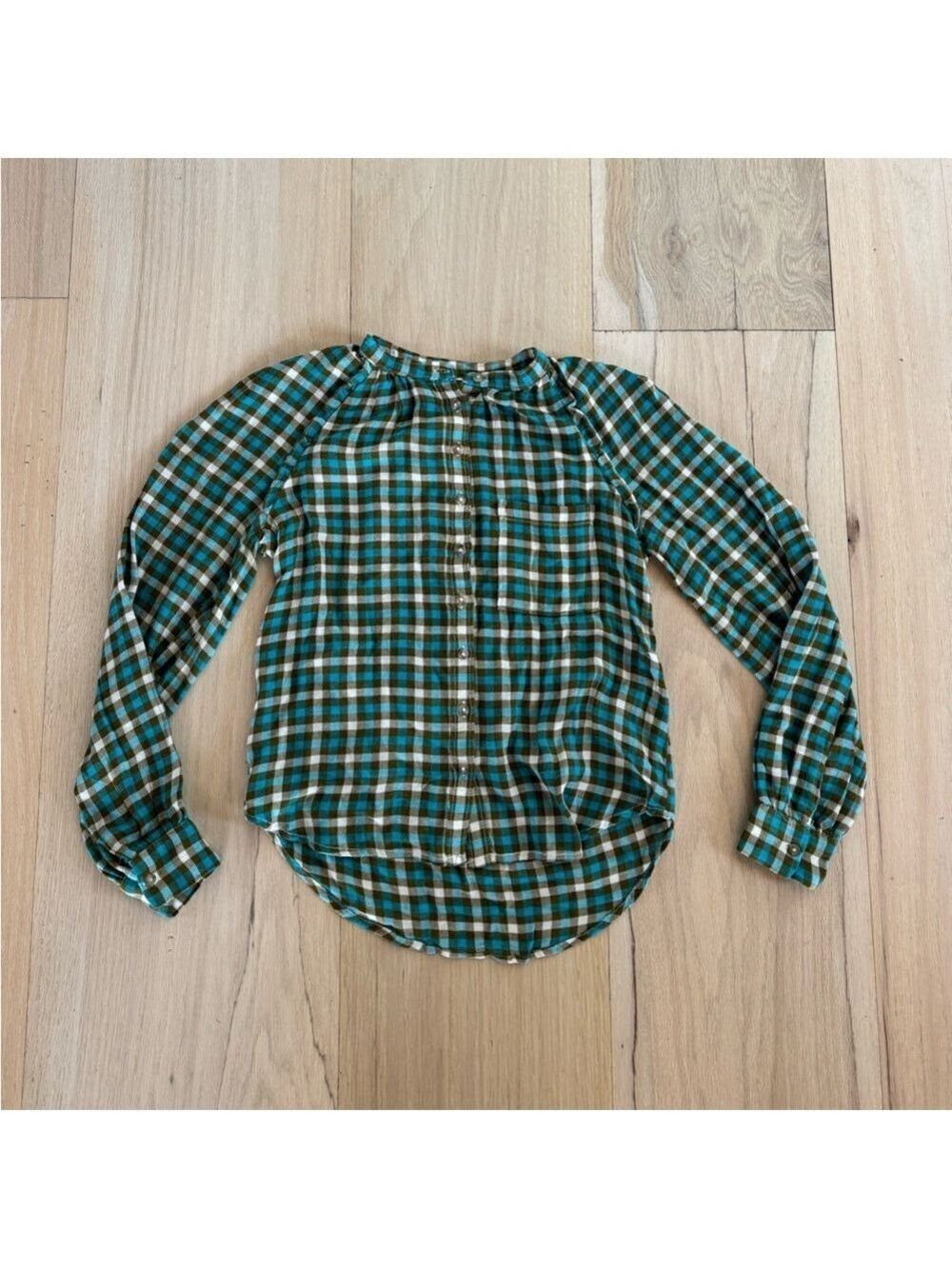 Pilcro Green Plaid Flannel Button Down Shirt Size XS